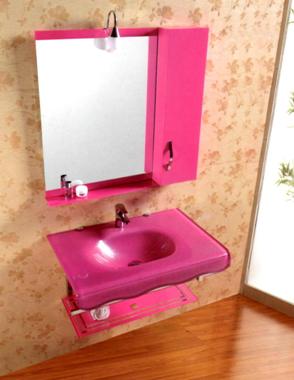 Meuble salle de bain rose