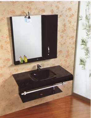 Meuble salle de bain en verre trempé