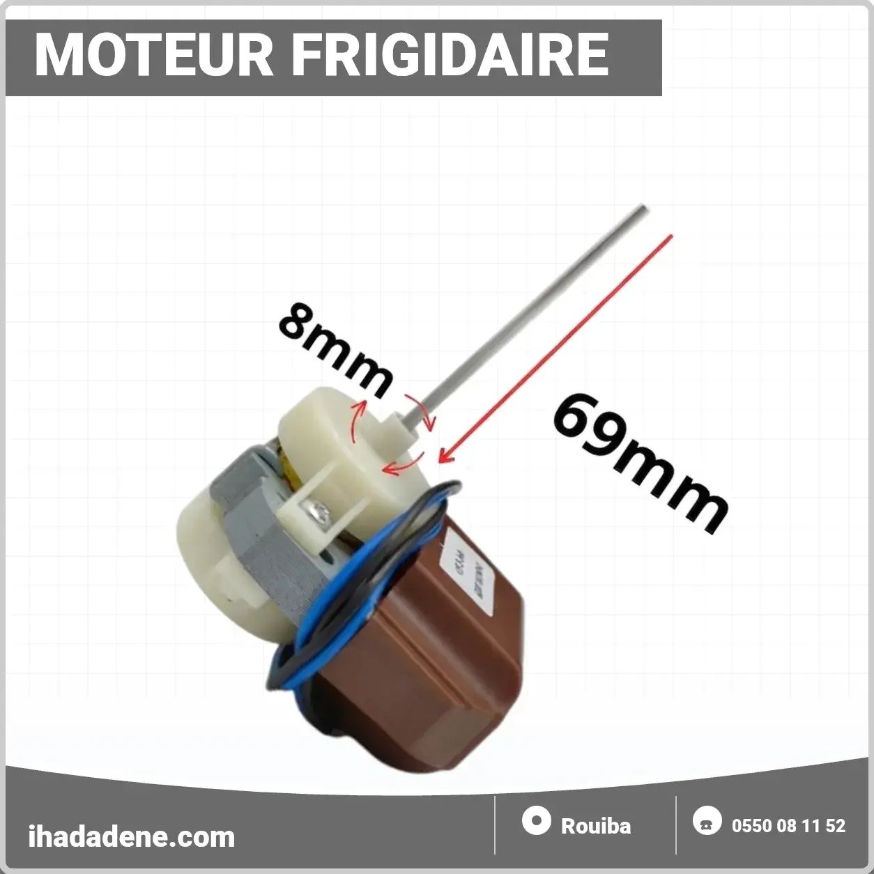 MOTEUR FRIGIDAIRE AXE LONG 8CM